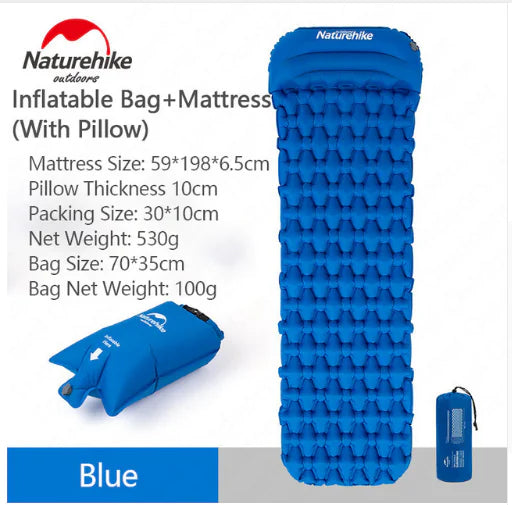 Outdoor Inflatable Mattress - Moisture-Proof Camping Tent Sleep Pad with Pillow Options | 1P & 2P
