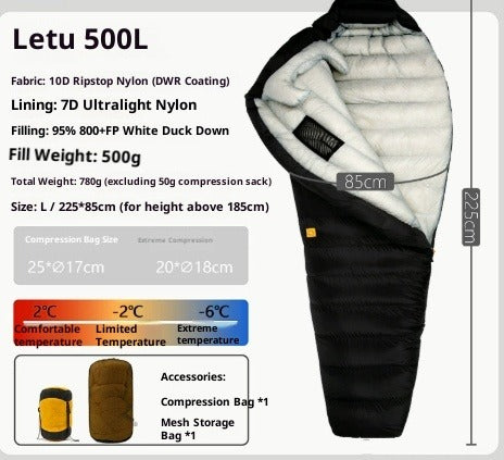 Ultralight Down Sleeping Bag for Camping & Hiking