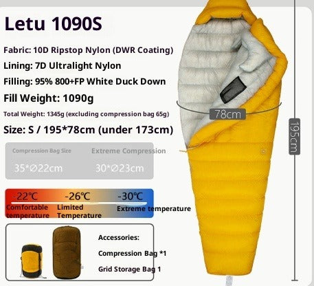 Ultralight Down Sleeping Bag for Camping & Hiking