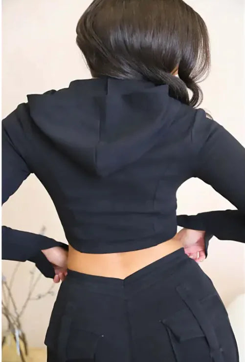 High-Waist Utility Cargo Pants for Women - Wide Leg Multi-Pocket Drawstring Pants