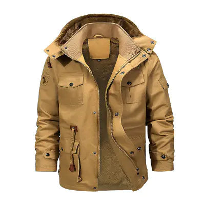 Men's Hooded Cotton Jacket — Removable Velvet Lining | Casual Winter Coat