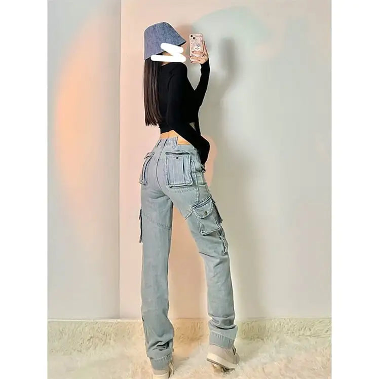 Women's High Street Multi-Pocket Cargo Jeans