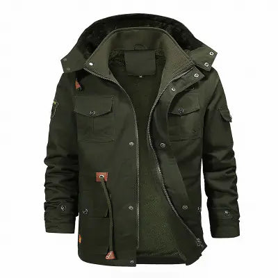 Men's Hooded Cotton Jacket — Removable Velvet Lining | Casual Winter Coat