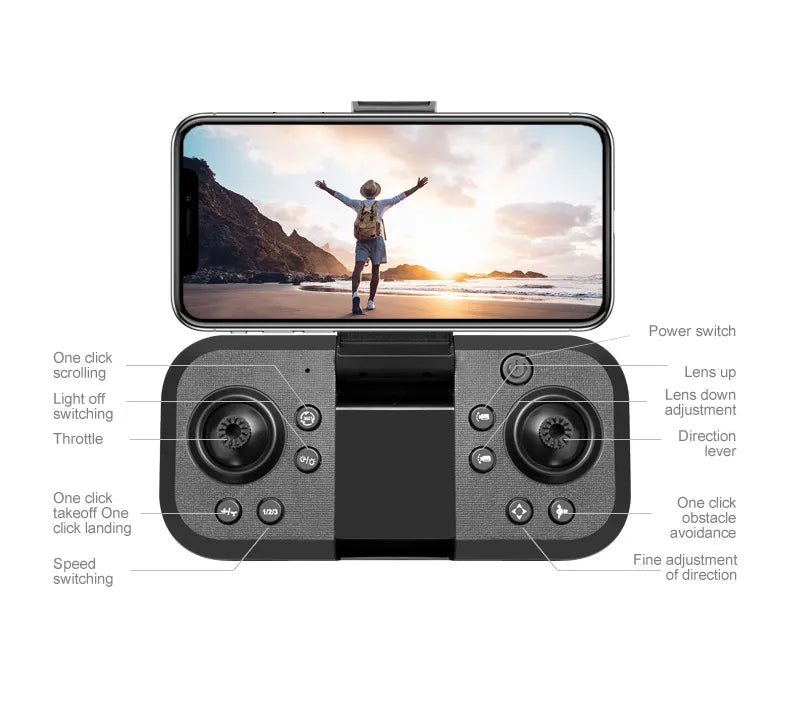 UAV Three Camera HD Drone - Optical Flow Positioning with Obstacle Avoidance | Orange & Black