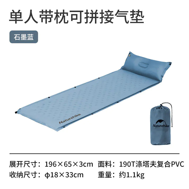 Naturehike D01 Extended Inflatable Sleeping Pad with Pillow - Camping Mat