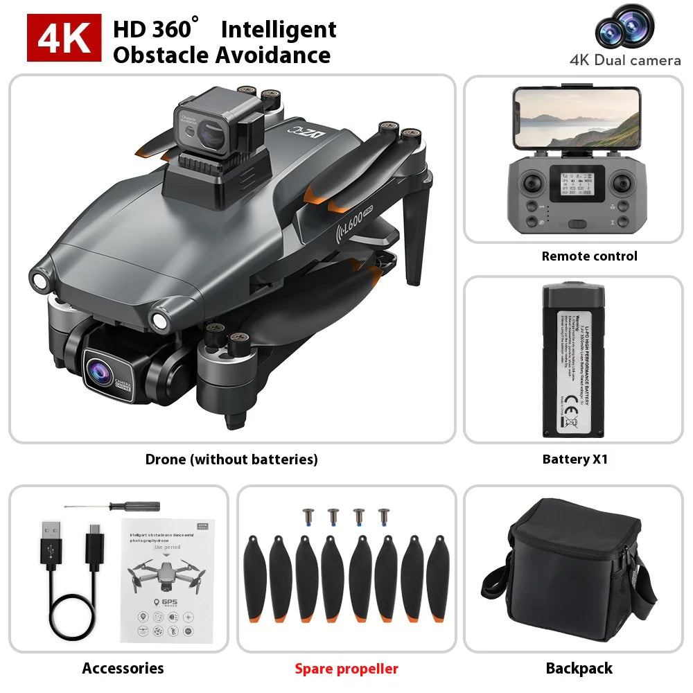 L600 PRO MAX Drone - 4K HD Camera with GPS Smart Return & Laser Obstacle Avoidance | Aerial Photography