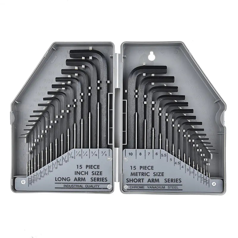 30PC L-Shaped Hex Key Tool Set with Plastic Case - Professional Allen Wrench Set