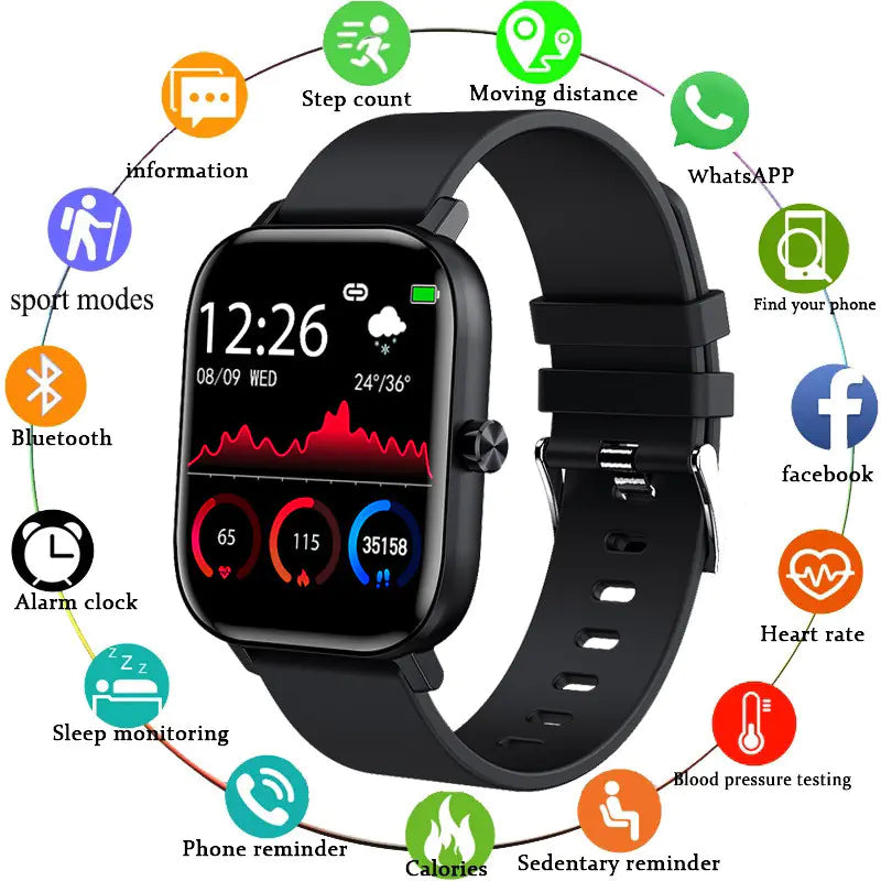 Unisex Waterproof Smart Watch for All Activities - Bluetooth Fitness Tracker with Health Monitoring