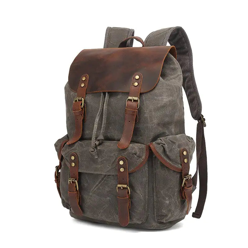 Waxed Canvas Laptop Travel Bag — Leather Accents, 20-35L | Work, School & Adventure