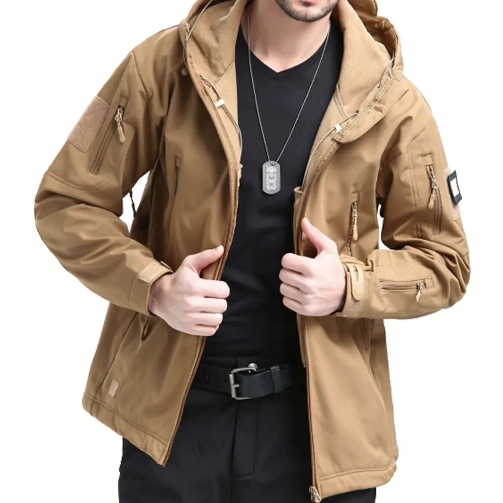 Men's Tactical Shark Skin Softshell Jacket — Waterproof Fleece Lined | Outdoor & Hiking